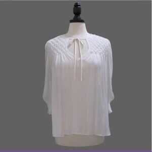 ARTEMIS White Silky Peasant Blouse NWT